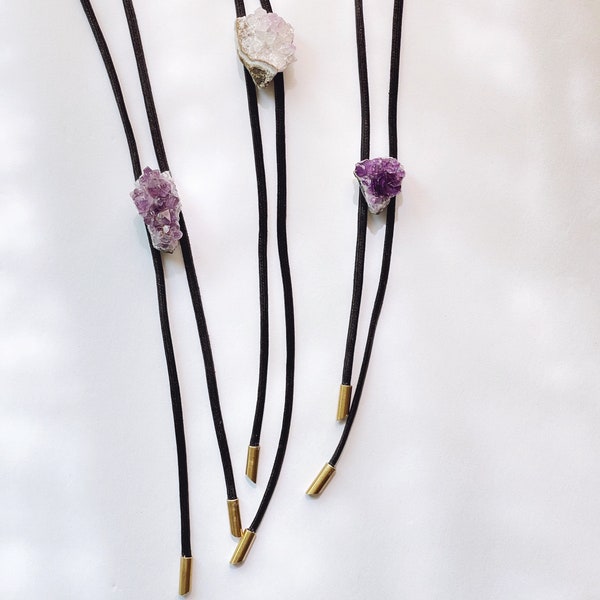 Amethyst bolo tie, purple Bolo tie, western wear accessory, vegan necklace