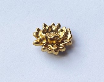 Brass floral nail cover, brass decorative nail, brass screw cover, brass cache clou, Peony wall hook, Lilly pad flower, dahlia flower decor