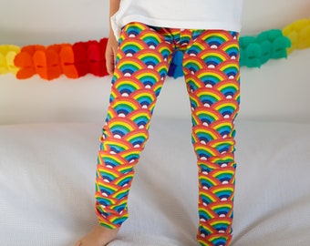 Organic Rainbow Leggings - Toddler Leggings - Unisex Leggings - Handmade Kids Leggings -