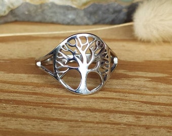 Adjustable Silver Stainless Steel Tree of Life Ring