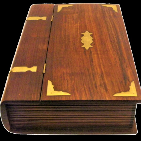 Hardwood Book-like Box for Jewellery, documents or  Any Other Important Keepsake  with Lock & Key