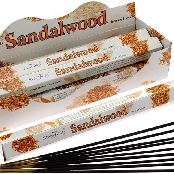 FAMOUS STAMFORD INC. Sandalwood Incense Sticks, 20 Sticks x 6 Packs 120 sticks in all