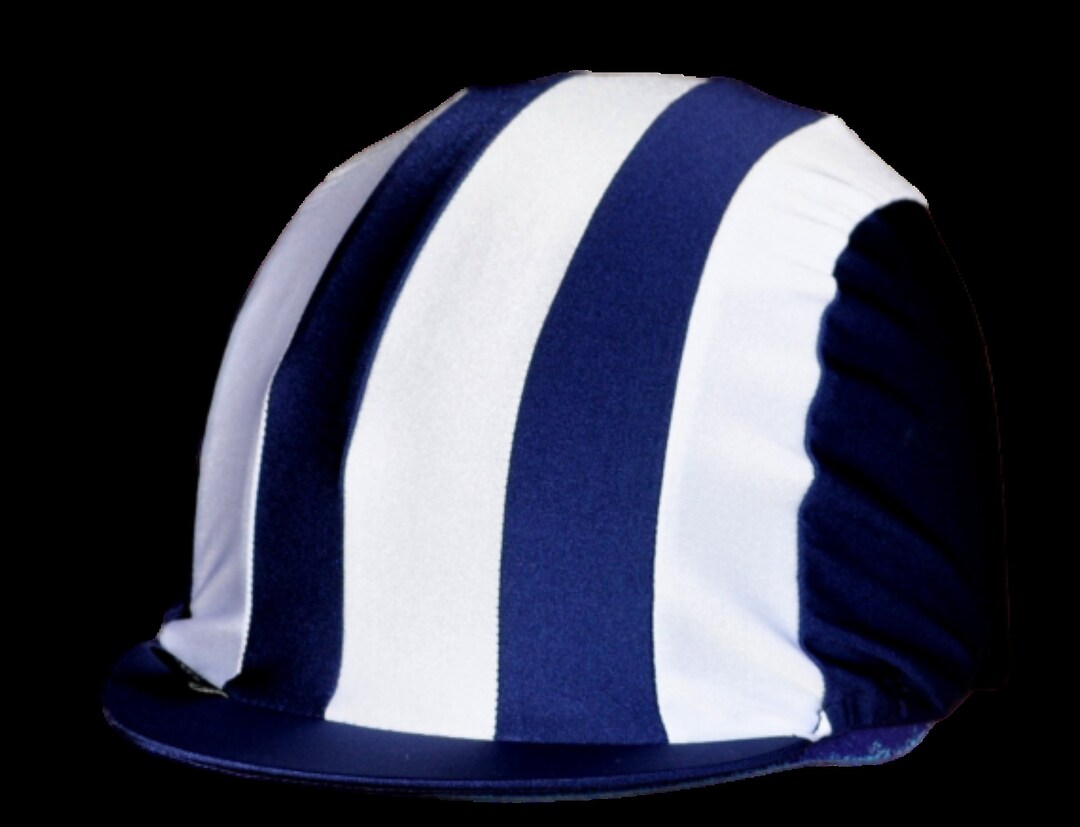 Riding Hat Cover Equestrian Horse Skull Cap Cover Navy Blue and White