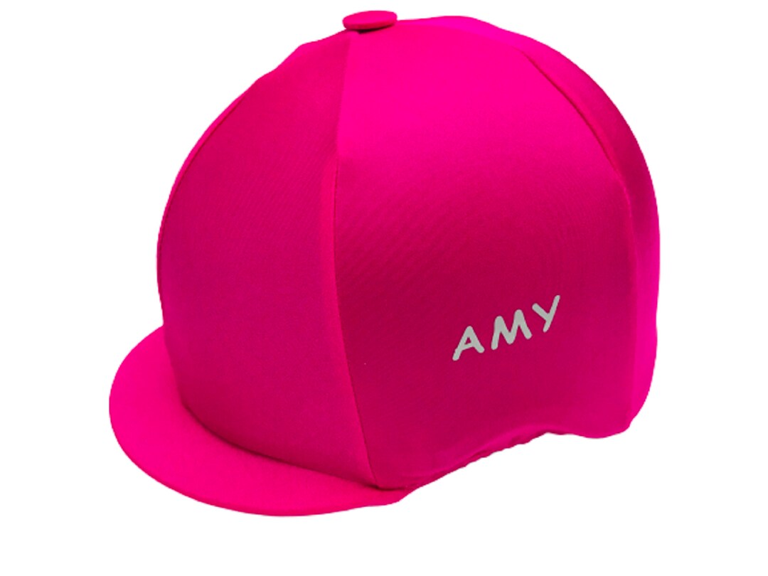 Personalised Riding Hat Cover Equestrian Horse Skull Cap Cover Cerise