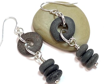 Beach Pebble Dangle Earrings