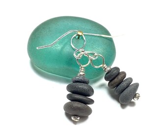 Lake Michigan Small Beach Pebble Earrings