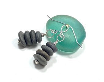 Lake Michigan Small Beach Pebble Earrings