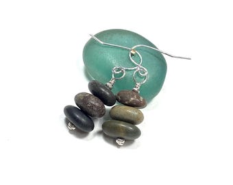 Mexican Beach Pebble Cairn Earrings