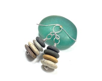 Greek beach pebble earrings