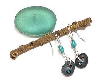 Pebble Dangle Earring with Turquoise