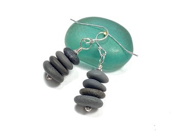 Lake Michigan Small Beach Pebble Earrings