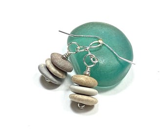 Greek beach pebble earrings