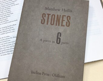 Stones by Matthew Hollis, a poem chapbook with engraving