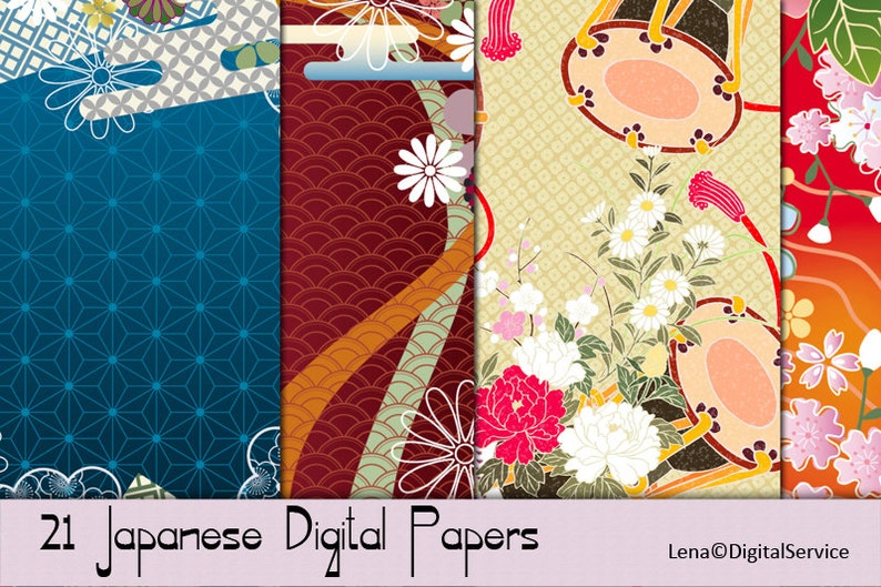 21 Japanese Digital Decoupage Scrapbook Paper INSTANT DOWNLOAD Etsy