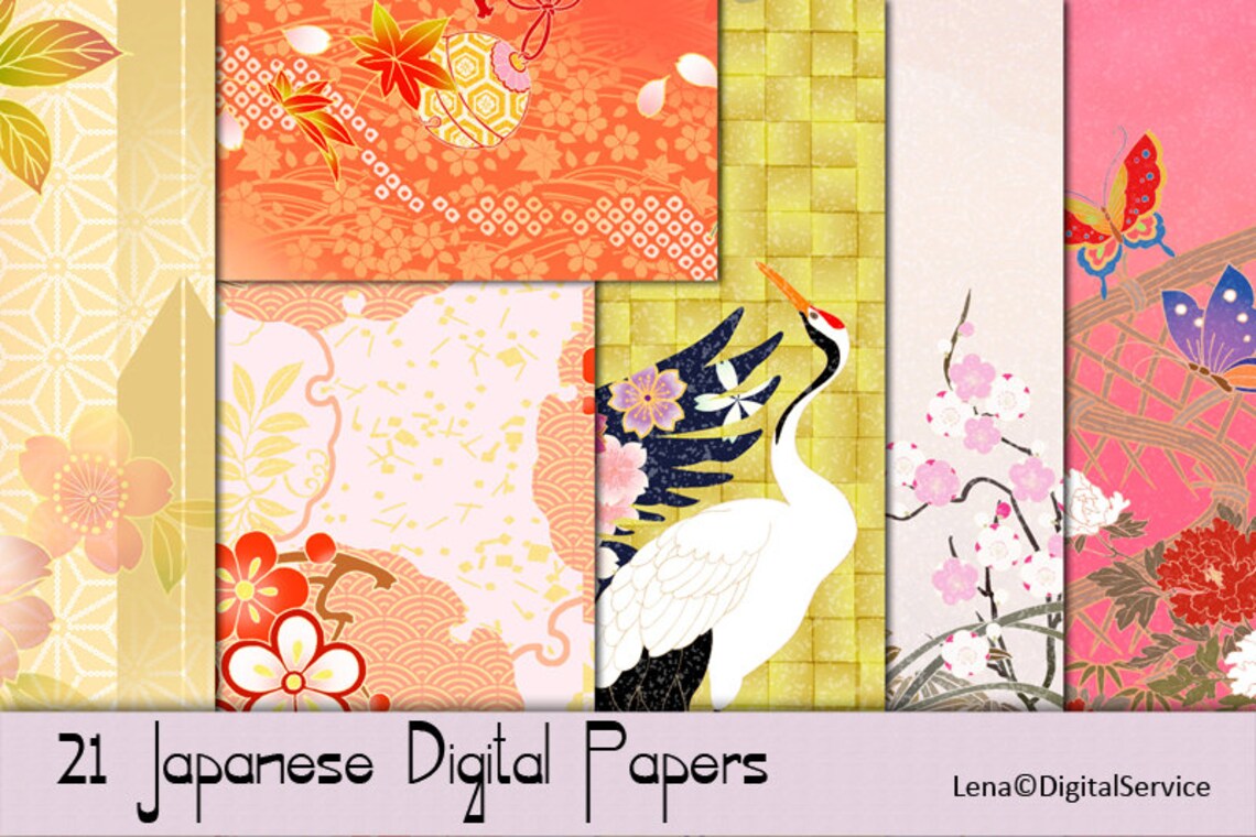 21 Japanese Digital Decoupage Scrapbook Paper INSTANT DOWNLOAD Etsy