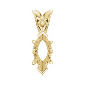 Montagem pendente Marquise Scroll em ouro 14K disponível em 5x3mm - 20x10mm