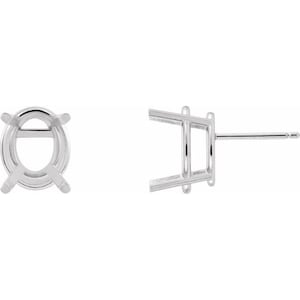 14K Gold Oval 4-Prong Wire Basket Earring Mounting Available in 5x3mm - 16x12mm