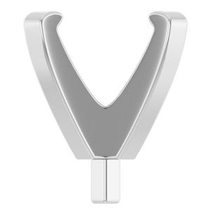 May include: A polished, silver-colored jewelry tool with a V-shaped head and a rectangular base. The tool has a smooth, reflective surface and is designed for jewelry making or repair.
