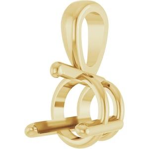 Montura redonda de oro de 14 quilates con tres puntas para colgante / Engaste de piedra preciosa maciza