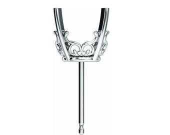 14K Gold Round 4-Prong Vintage-Inspired Scroll Earring Mounting Available in 5mm - 16mm