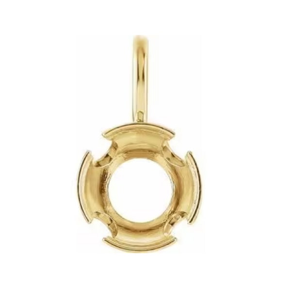 14K Gold Round Solitaire Bezel-Set Pendant Mounting Available in 3mm - 8mm