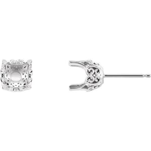 14K Gold Round 4-Prong Earring Mounting Available in 4.1mm - 8.2mm