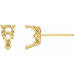 14K gouden peerbevestiging met 3 pinnen Verkrijgbaar in 5 x 3 mm - 12 x 8 mm