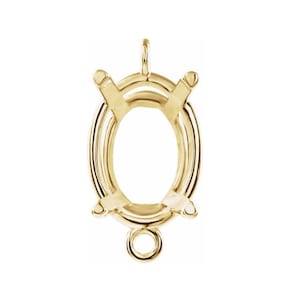 14K Gold Oval 4-Prong Basket Intermediate Link Mounting Available in 6x4mm - 9x7mm
