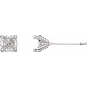 14K Gold Round 4-Prong Claw Cocktail-Style Earring Mounting Available in 3mm - 6.5mm