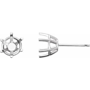 14K Gold Round 6-Prong Stud Earring Mounting Available in 3mm - 8mm