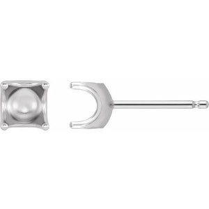 14K Gold Round U-Prong Earring Mounting Available in 3mm - 8mm