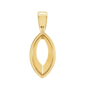 14K Gold Marquise Tapered Bezel-Set Pendant Mounting Available in 5.6x3.5mm - 9.5x5.6mm