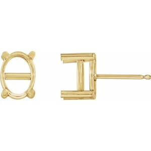 14K Gold Oval 4-Prong Cabochon Earring Mounting Available in 5x3mm - 9x7mm