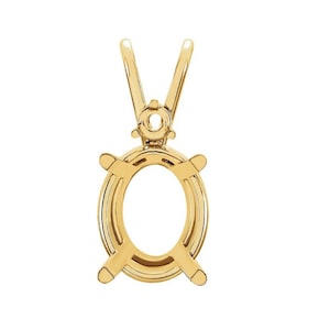 14K Gold Oval Accented Pendant Mounting Available in 9x7mm - 22x16mm