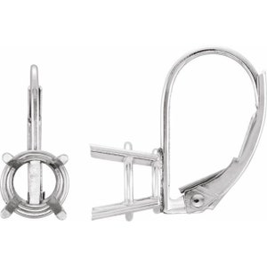 14K Gold Round Lever Back Earring Mounting Available in 3mm - 8mm