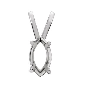 May include: Silver pendant setting for a marquise shaped gemstone. The setting has a bail for attaching a chain.