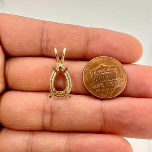 14K Gold Pear Pendant Mounting | 4-Prong Setting | Sizes 5x3mm to 15x10mm | Jewelry Making Supplies