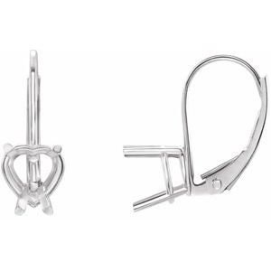 14K Gold Heart 4-prong Lever Back Earring Mounting Available in