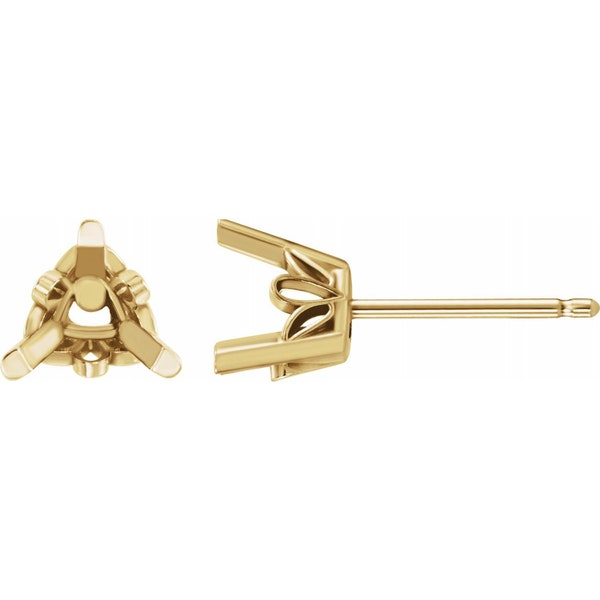 14K Gold Trillion 3-Prong Earring Mounting Available in 3mm - 9mm