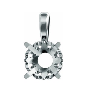 14K Gold Round 4-Prong Fleur-de-lis Pendant Mounting Available in 4mm - 12mm