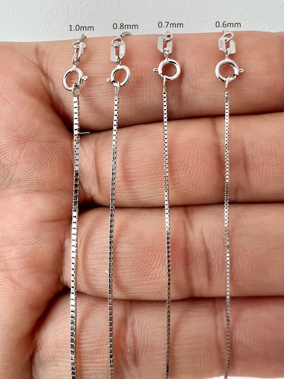 14K White Gold Venetian Box Chain Necklace (0.6mm - 1.0mm) - Etsy