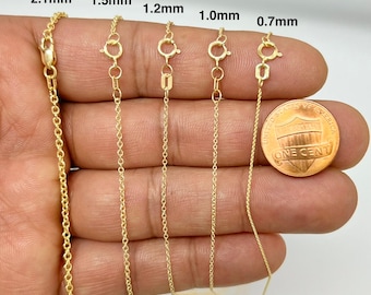 14k Yellow Gold Cable Chain Necklace: Thin to Thick Options