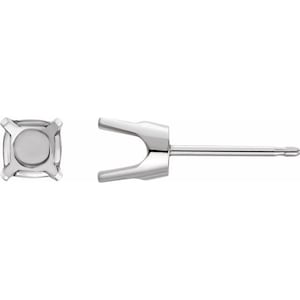 14K Gold Round 4 Prong Lightweight Earring Mounting Available in 2.7mm - 8.2mm