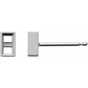 14K Gold Straight Baguette Bezel-Set Earring Mounting Available in 2.5x1.5mm - 5x3mm