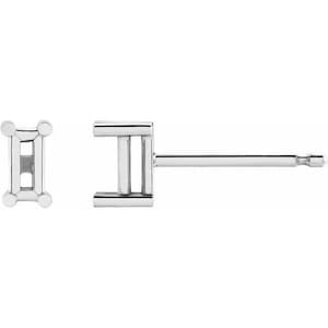 14K Gold Straight Baguette 4-Prong Basket Earring Mounting Available in 2.5x1.5mm - 5x2mm