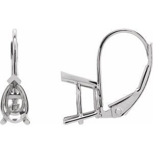 May include: Silver pear-shaped earring settings with a lever back closure.