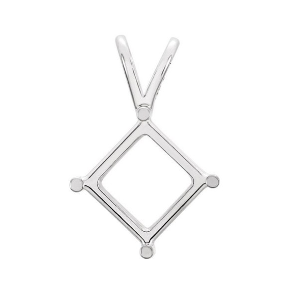 14K Gold Square 4-Prong Basket Pendant Mounting Available in 3.5x3.5mm - 10x10mm