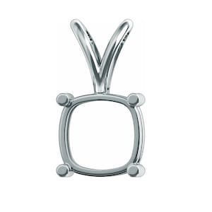 14K Gold Cushion 4-Prong Pendant Mounting Available in 5x5mm - 8x8mm