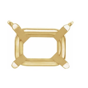 14K Gold Emerald 4-Prong Basket Necklace Center Mounting Available in 5x3mm - 10x8mm