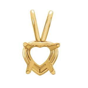 14K Gold Heart 4-Prong Pendant Mounting Available in 4x4mm - 20x18mm